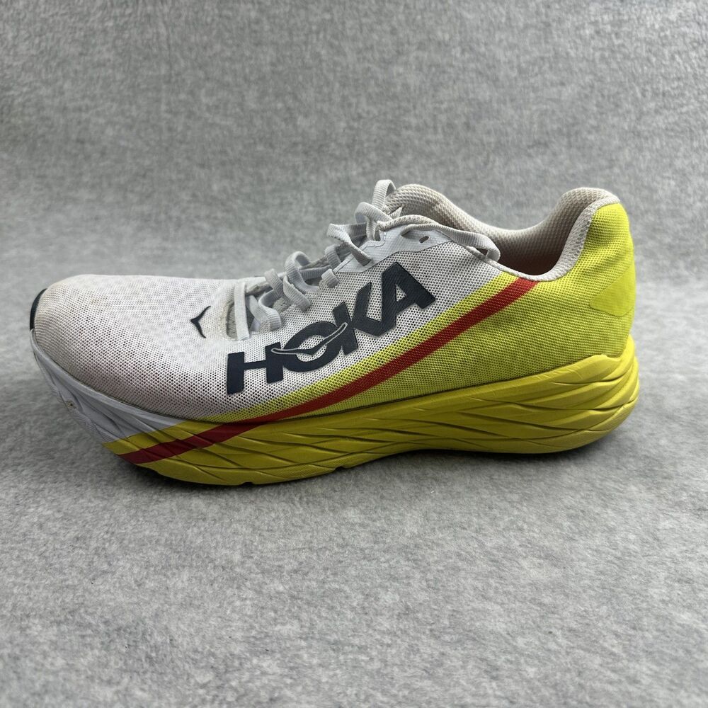 HOKA One One Unisex Rocket X Running Shoes White/Yellow Size 9.5M/10.5W 1113532